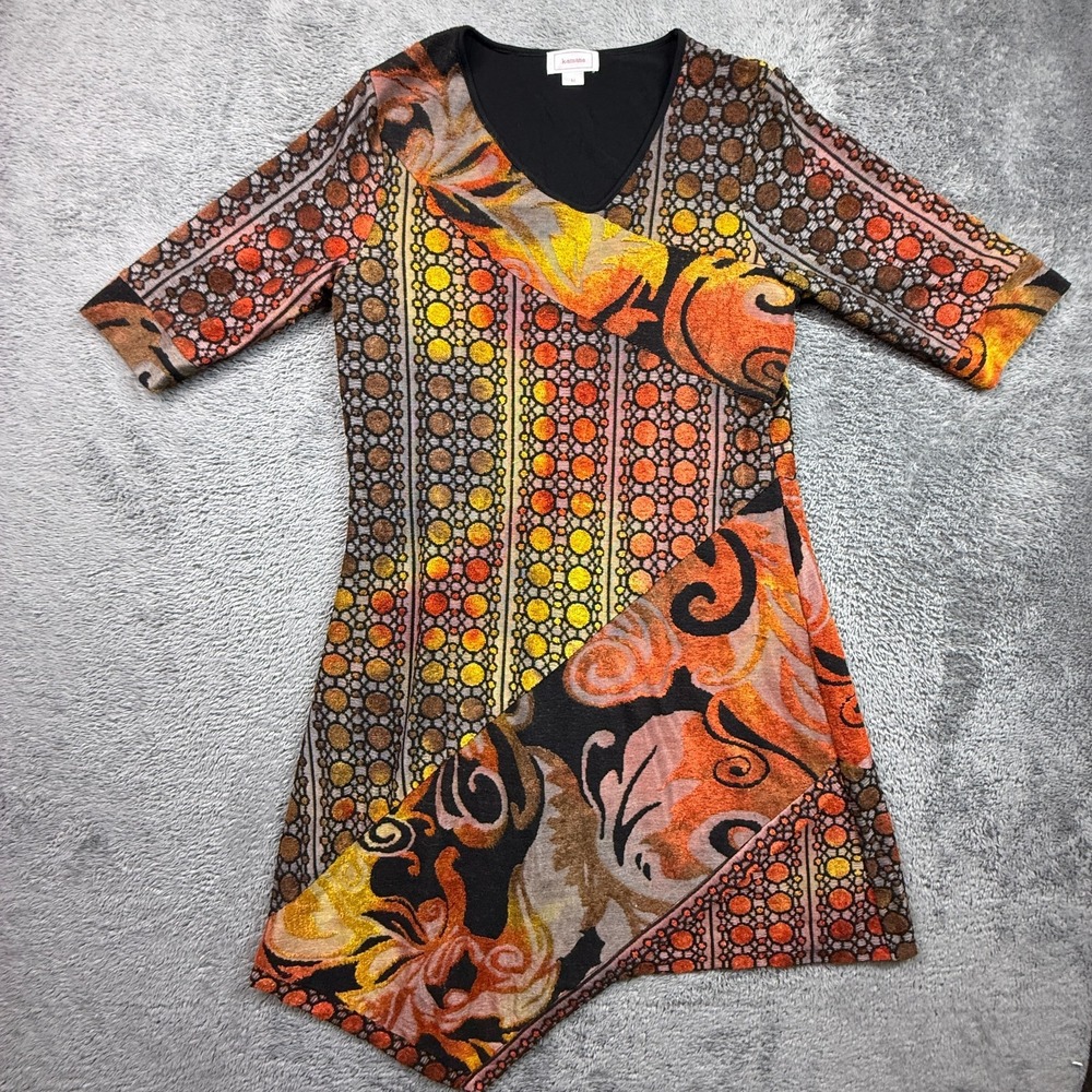 Kamana Tunic Dress Womens M Chenille Jacquard Asymmetric Lagenlook Art to Wear